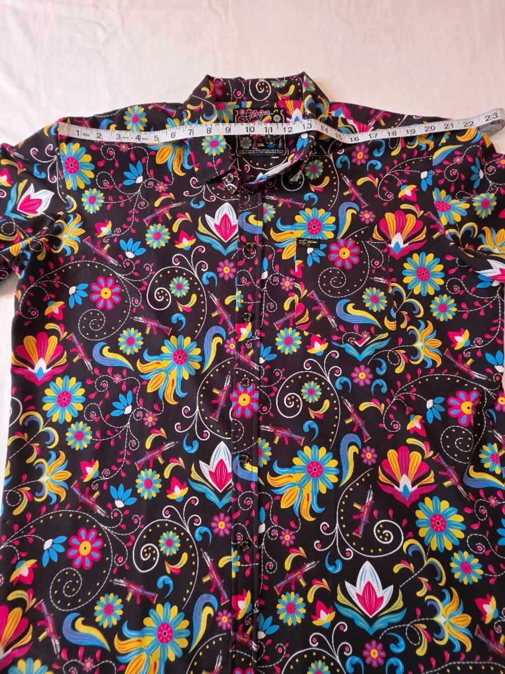 Retro Rifle "Flores De Mayo" Men's Button-down Short Sleeve Shirt, Size 2XL - Picture 4 of 8
